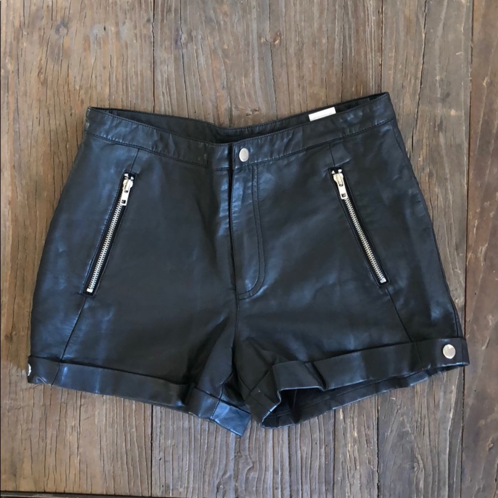 Cheap Monday black faux leather shorts size S